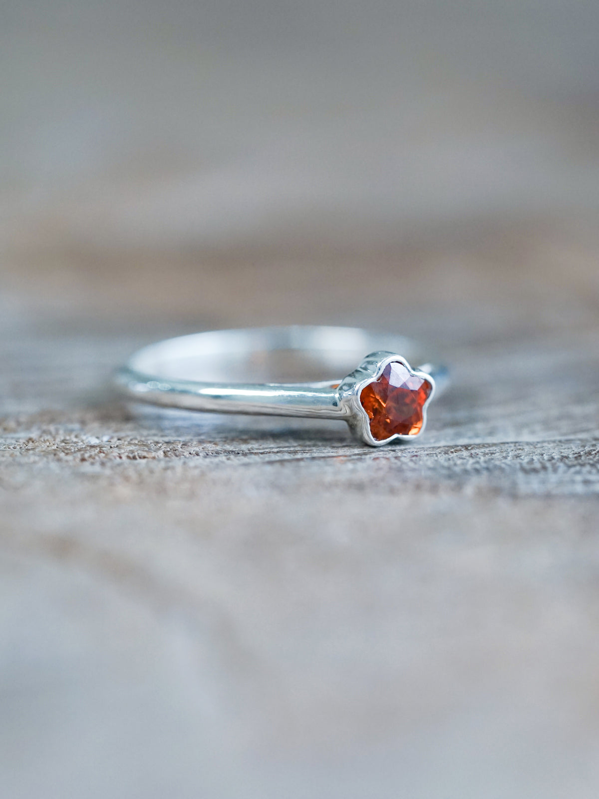 Flower Garnet Ring - size 6