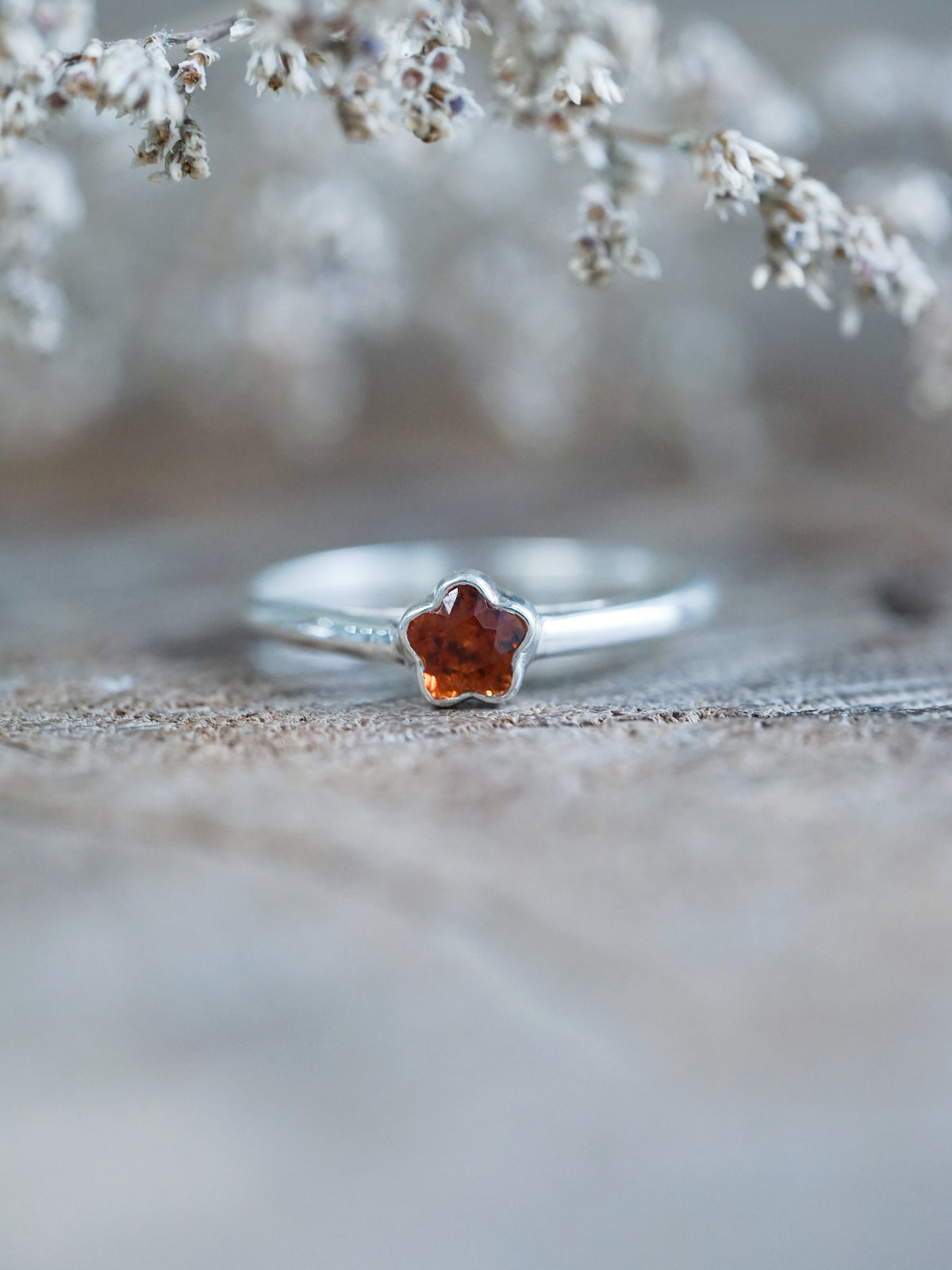 Flower Garnet Ring - size 6