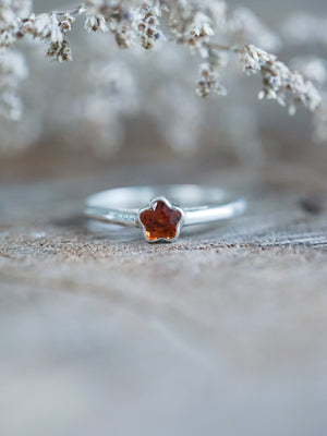 Flower Garnet Ring - size 6