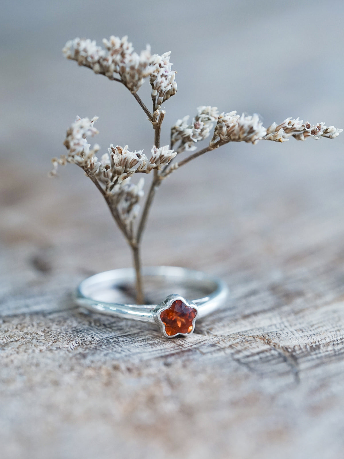 Flower Garnet Ring - size 6