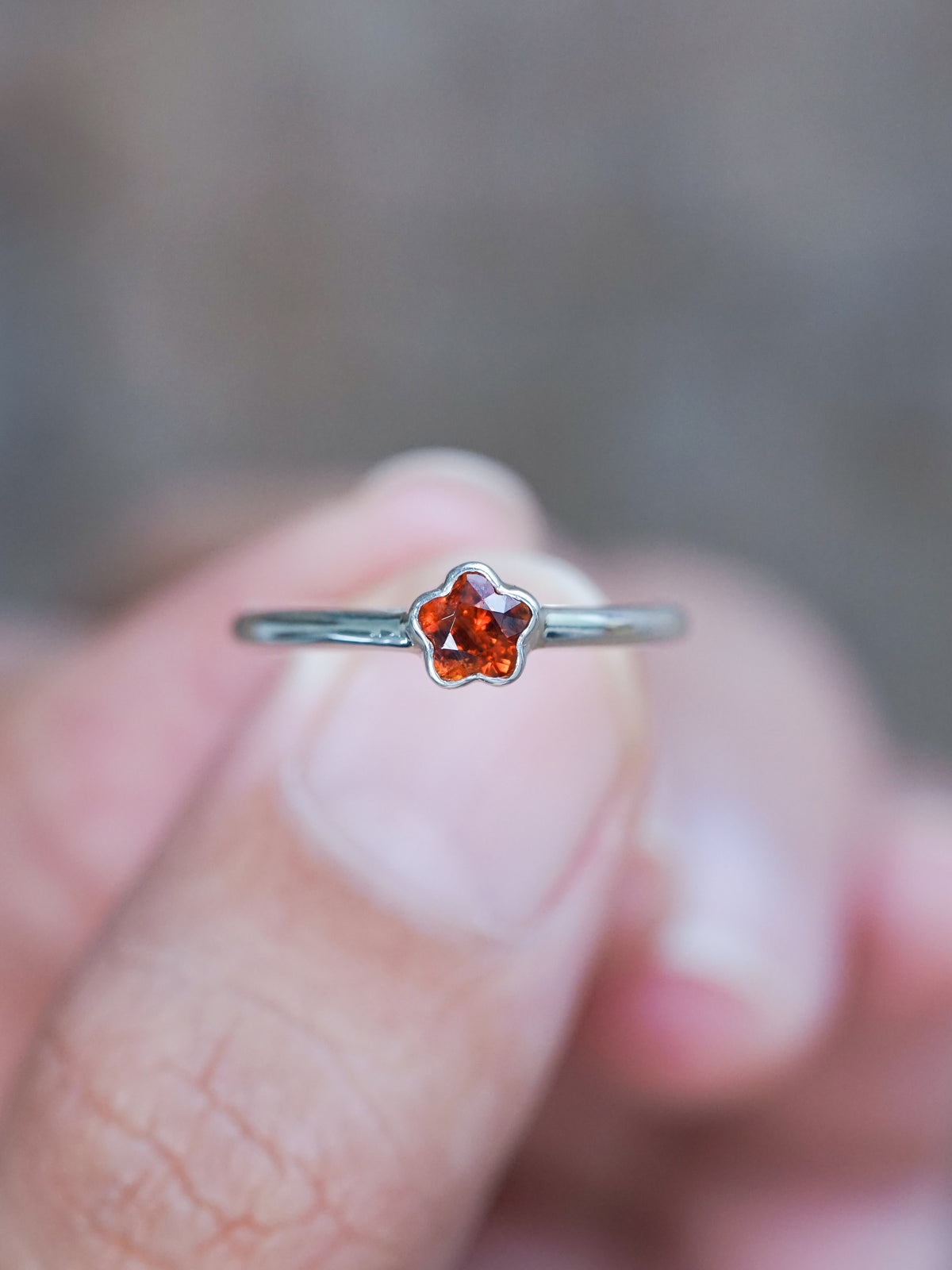 Flower Garnet Ring - size 6