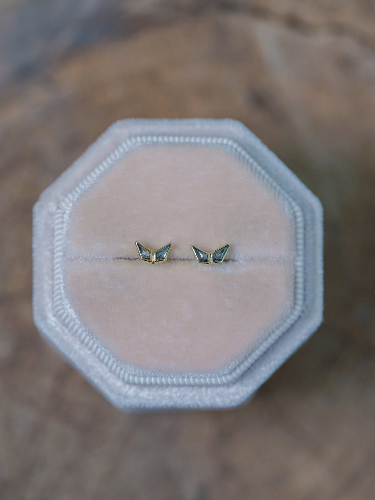 Double Kite Salt and Pepper Diamond Earrings - Gardens of the Sun | Ethical Jewelry  