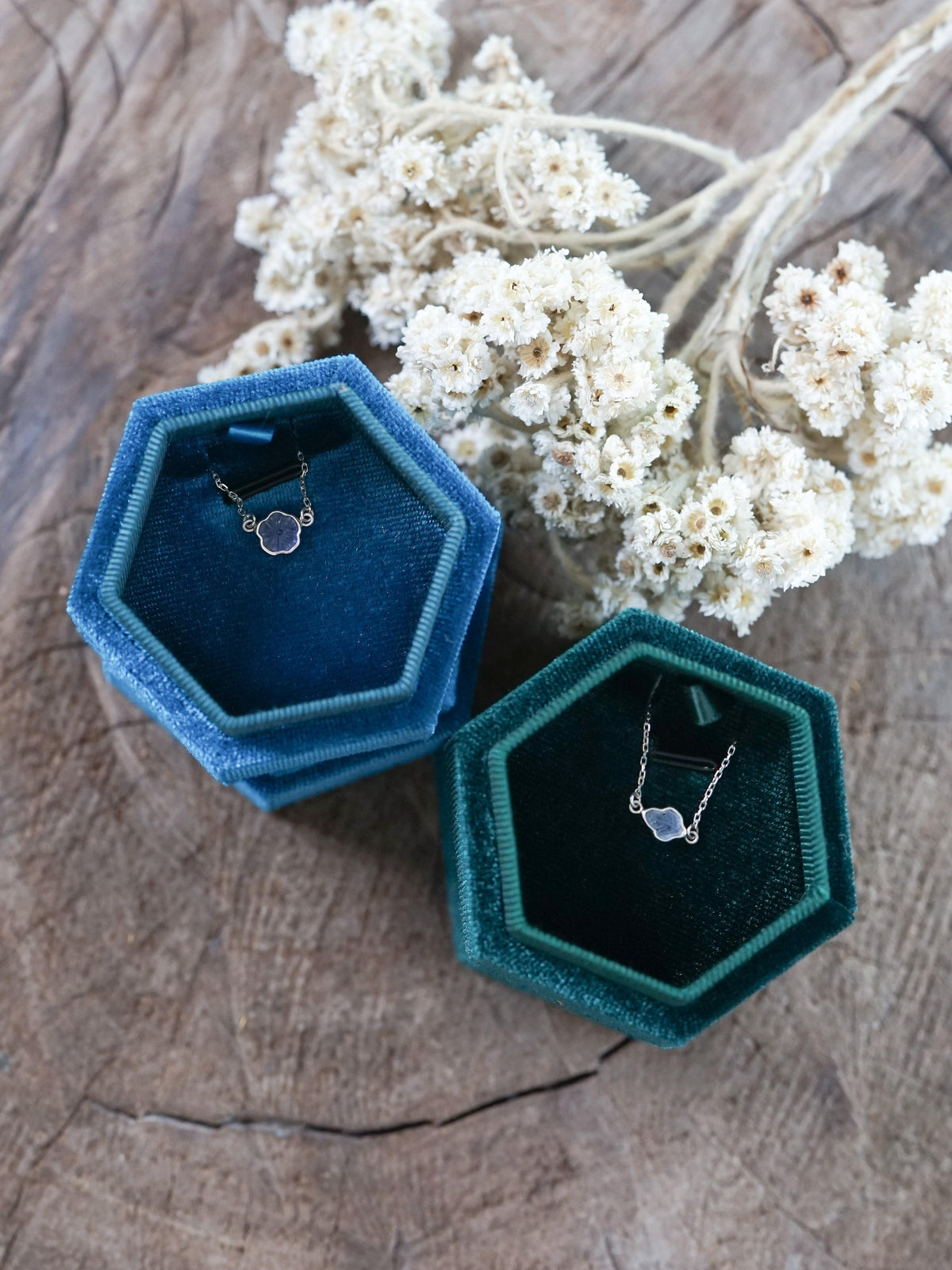 Hexagon Velvet Jewelry Box - Gardens of the Sun | Ethical Jewelry