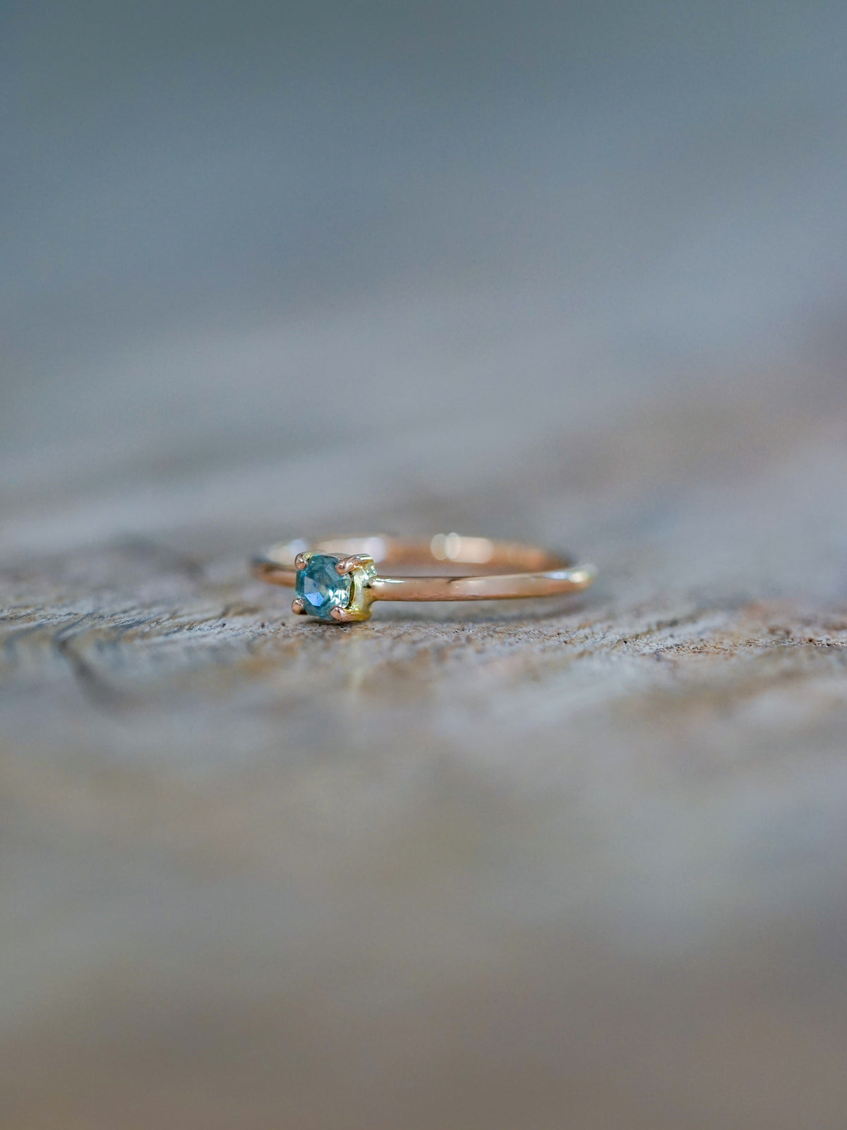 Octagon Montana Sapphire Ring in Rose Gold - Gardens of the Sun | Ethical Jewelry