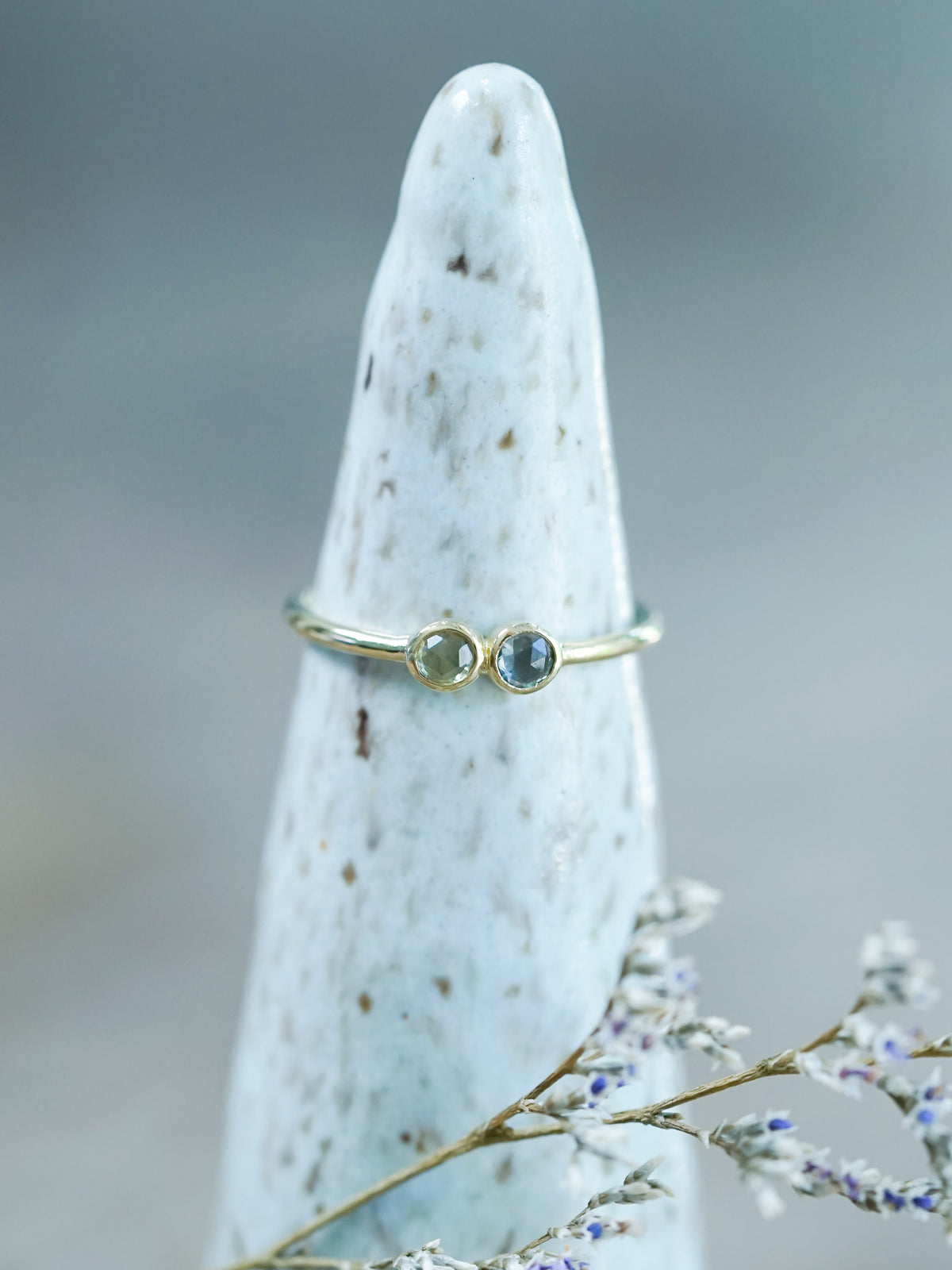 Double Rose Cut Sapphire Ring in Ethical Gold  - Gardens of the Sun | Ethical Jewelry