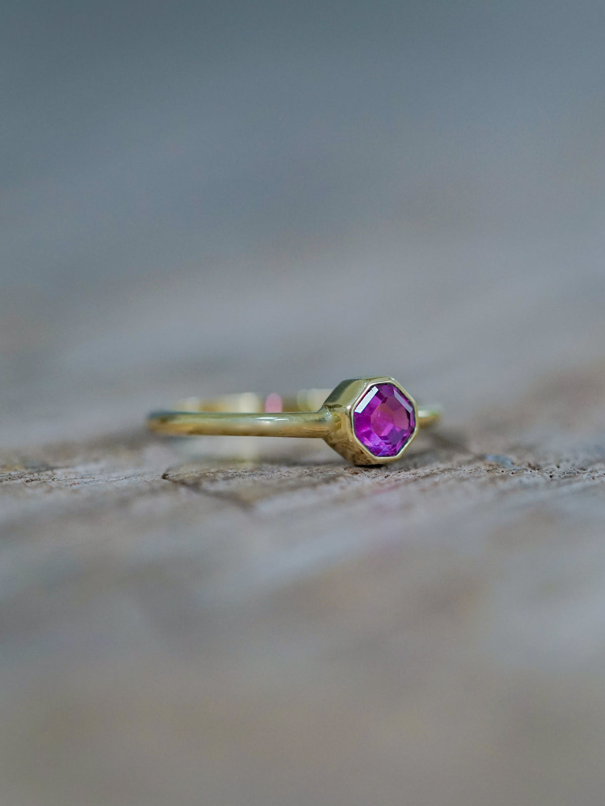 Portrait Cut Pink Sapphire Ring in Ethical Gold - Gardens of the Sun | Ethical Jewelry