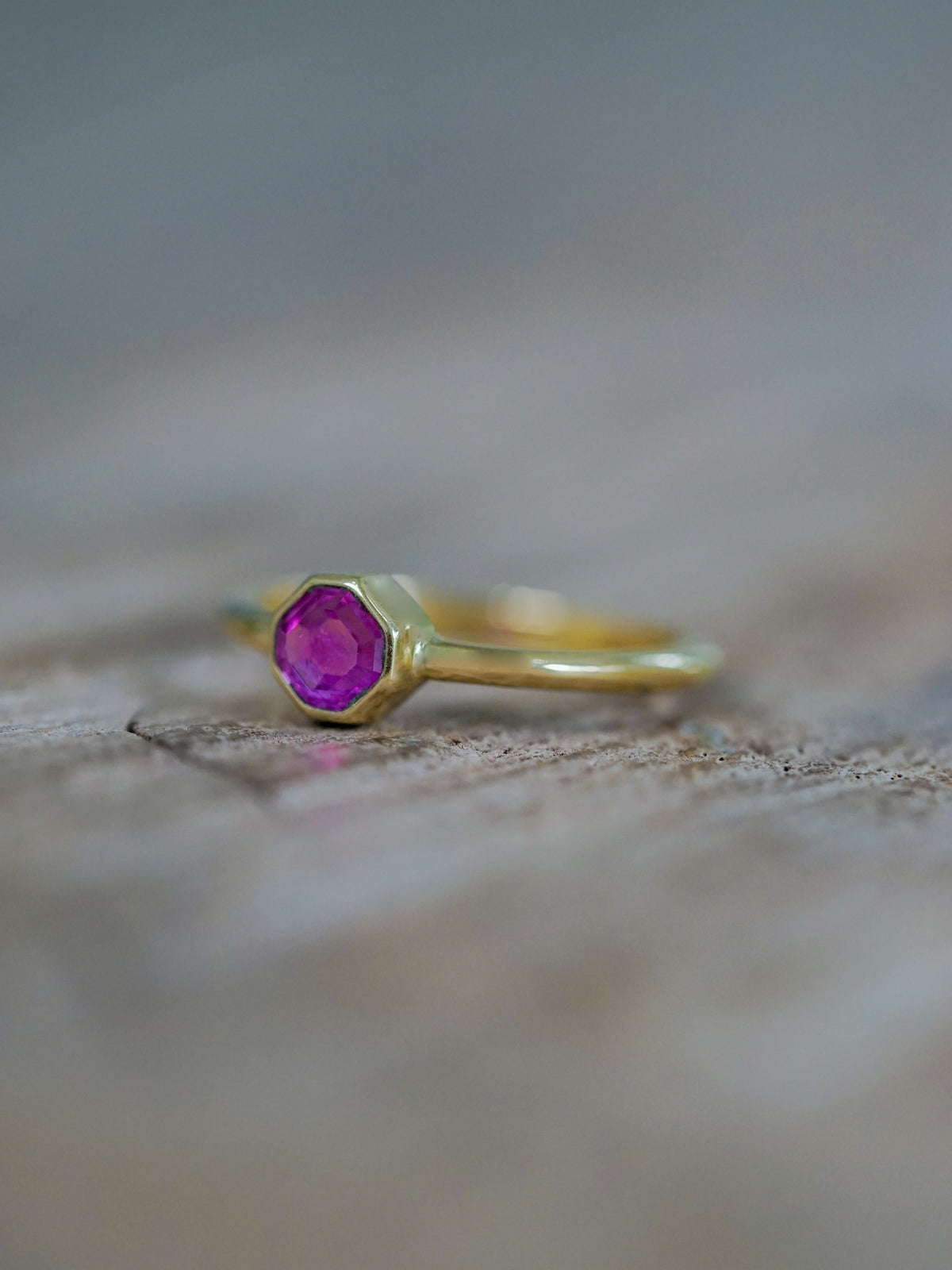 Portrait Cut Pink Sapphire Ring in Ethical Gold - Gardens of the Sun | Ethical Jewelry