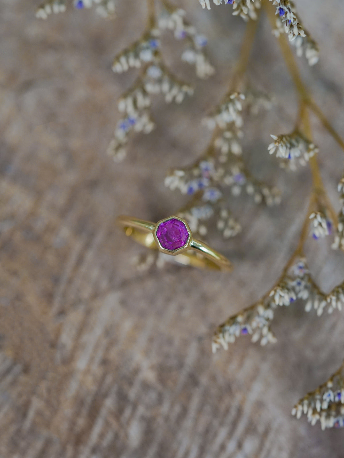 Portrait Cut Pink Sapphire Ring in Ethical Gold - Gardens of the Sun | Ethical Jewelry