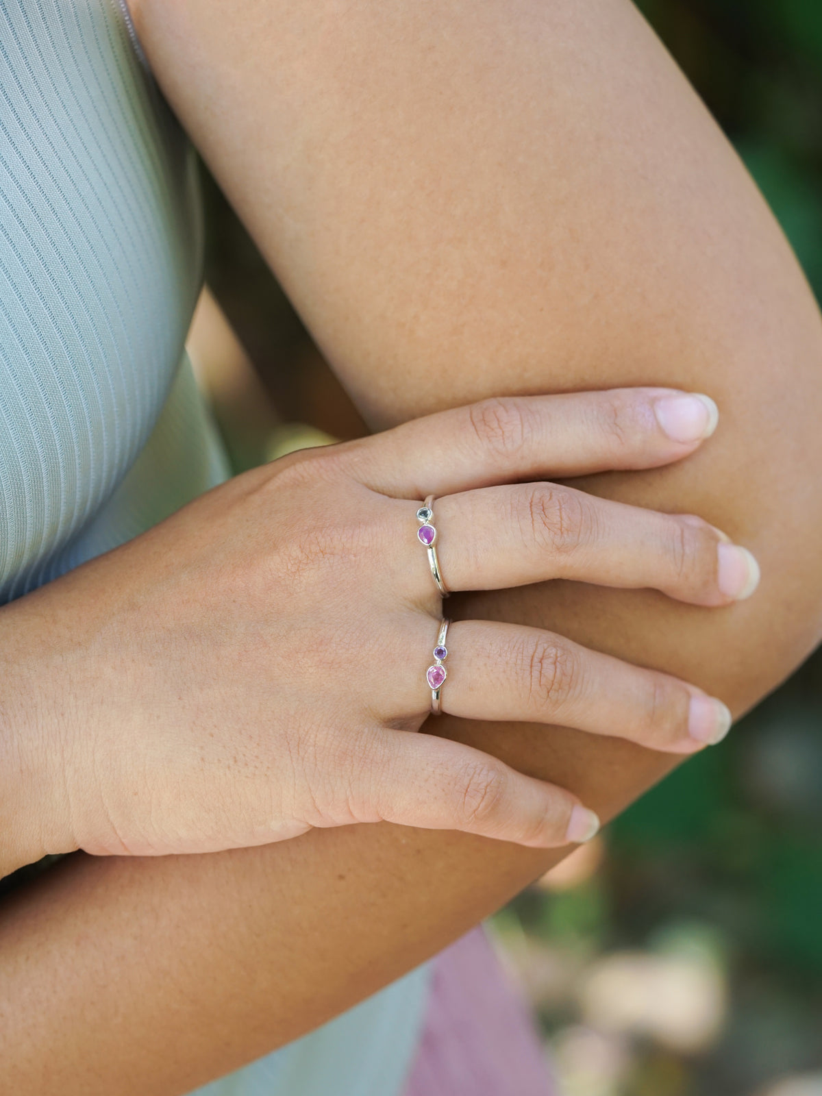 Pink Sapphire and Amethyst Ring