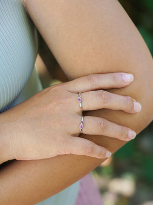 Pink Sapphire and Amethyst Ring