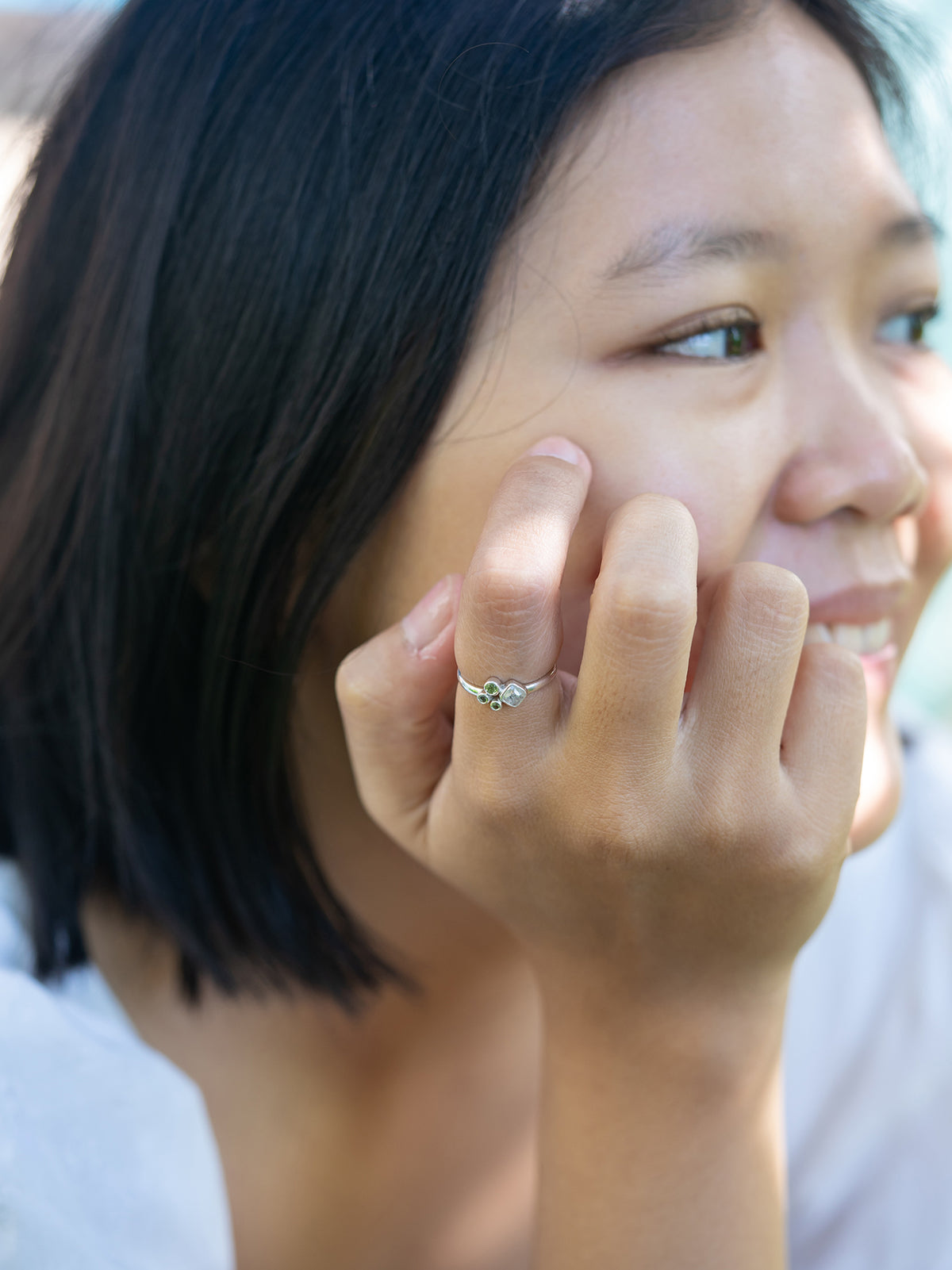 Diamond and Peridot Ring - Gardens of the Sun | Ethical Jewelry