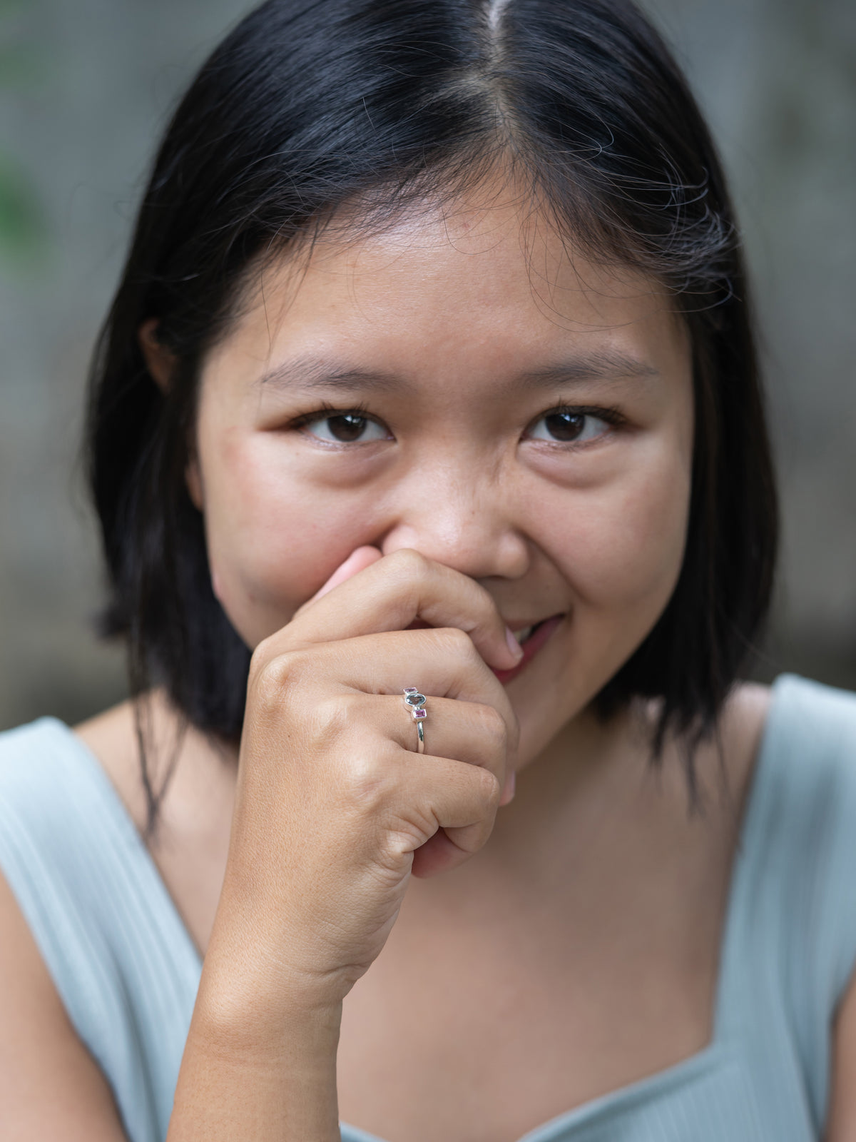 Pink and Blue Sapphire Ring in Silver - Gardens of the Sun | Ethical Jewelry