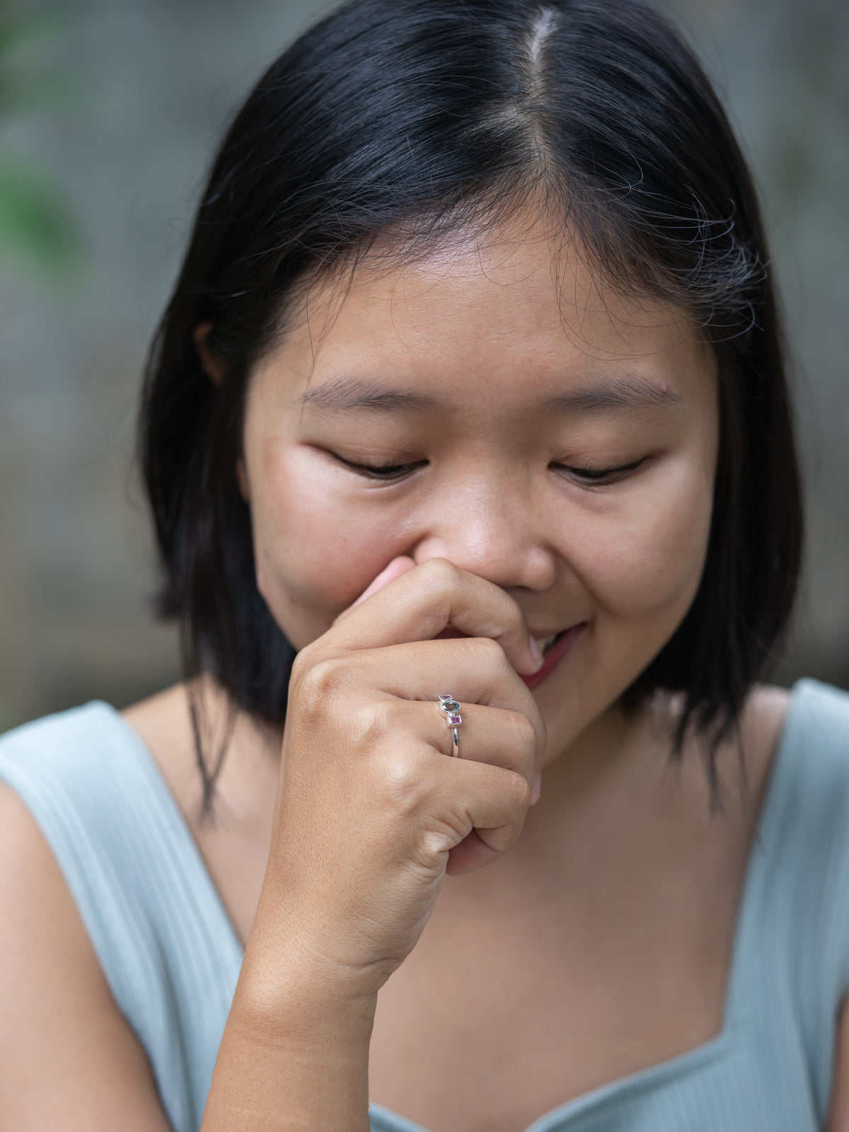 Pink and Blue Sapphire Ring in Silver - Gardens of the Sun | Ethical Jewelry