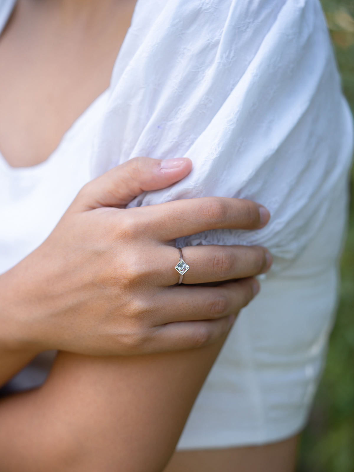 Square Danburite Ring - Gardens of the Sun | Ethical Jewelry
