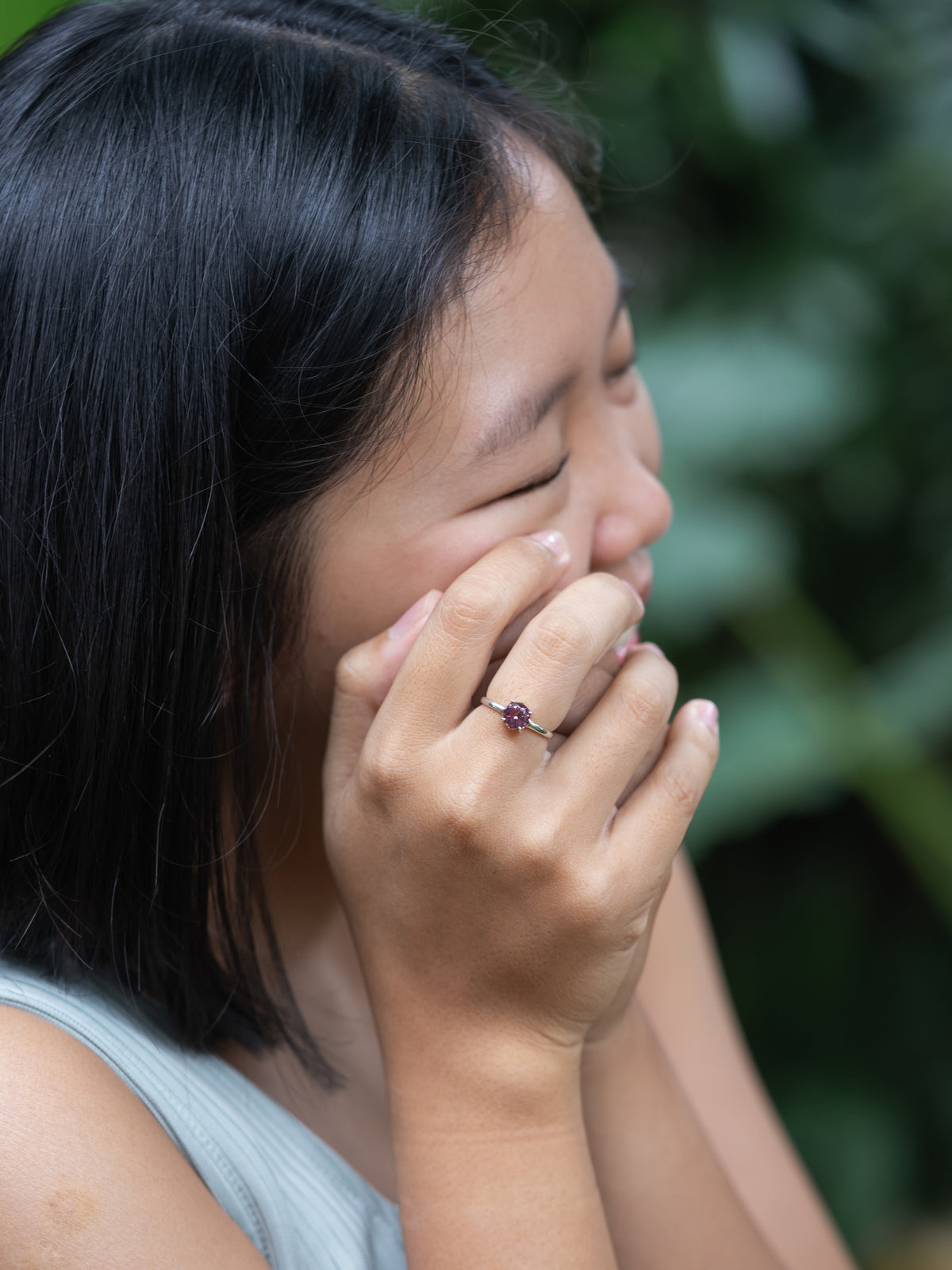 Octagon Pink Garnet Ring - Gardens of the Sun | Ethical Jewelry