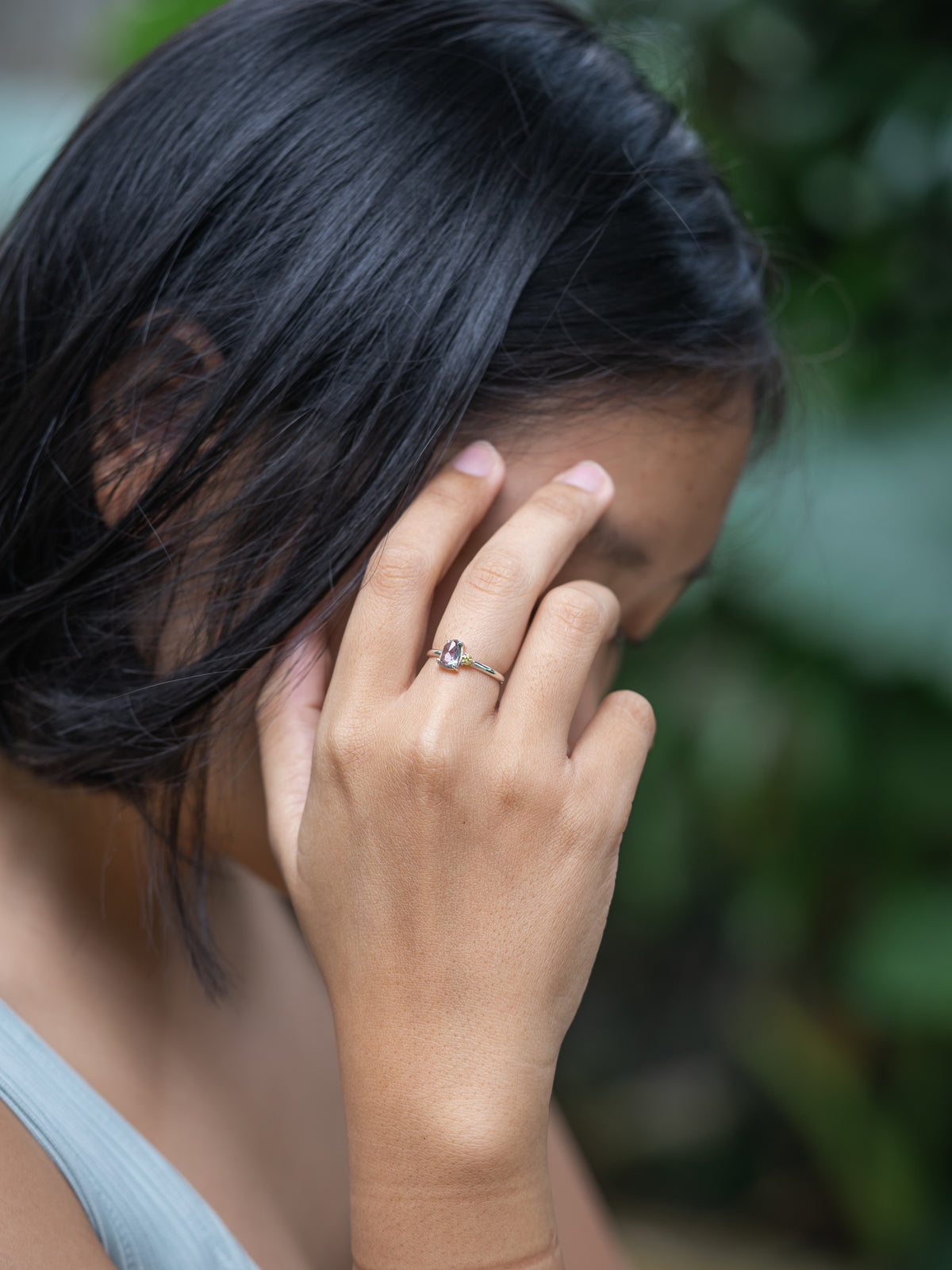 Rose Cut Montana Sapphire Ring - Gardens of the Sun | Ethical Jewelry