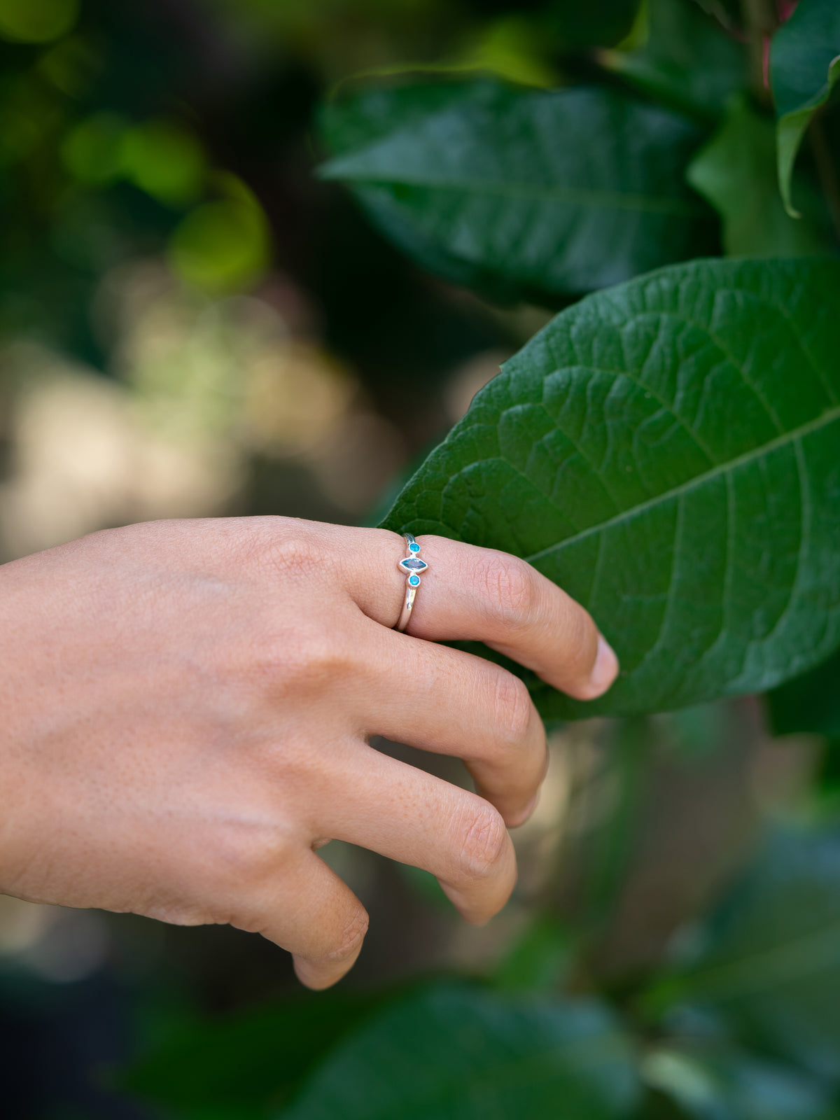 Apatite and Aquamarine Ring - Gardens of the Sun | Ethical Jewelry