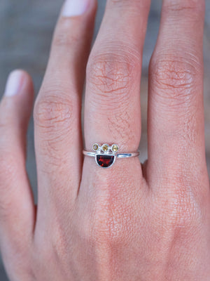 Half Moon Garnet and Citrine Ring