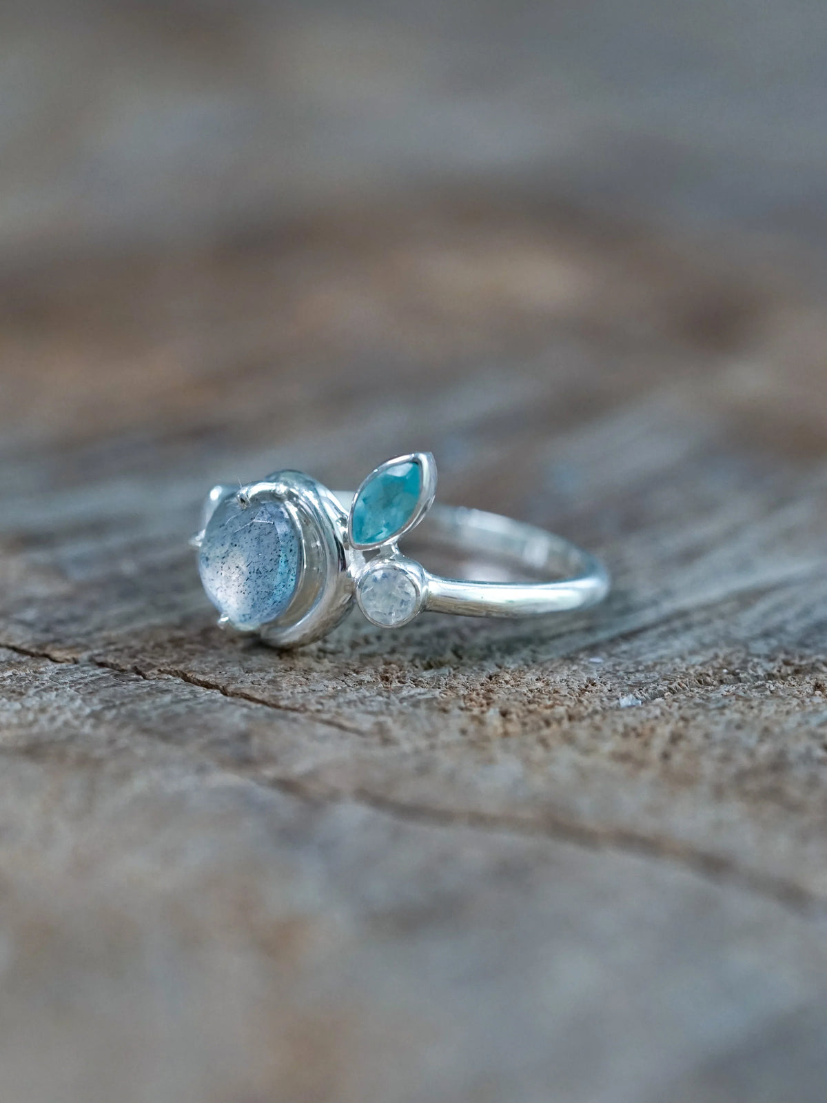 Crescent Moon Shaped Ring in Sterling Silver
