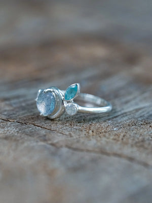 Crescent Moon Shaped Ring in Sterling Silver