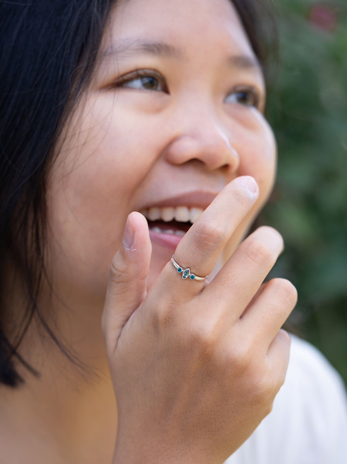 Apatite and Aquamarine Ring - Gardens of the Sun | Ethical Jewelry