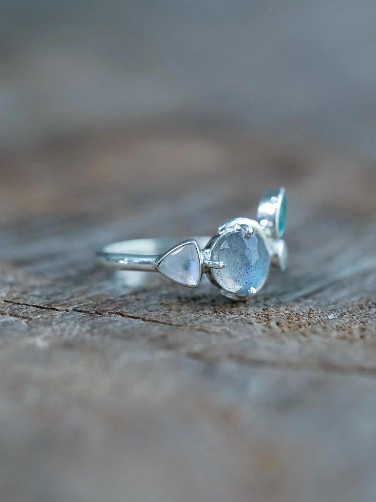 Crescent Moon Shaped Ring in Silver
