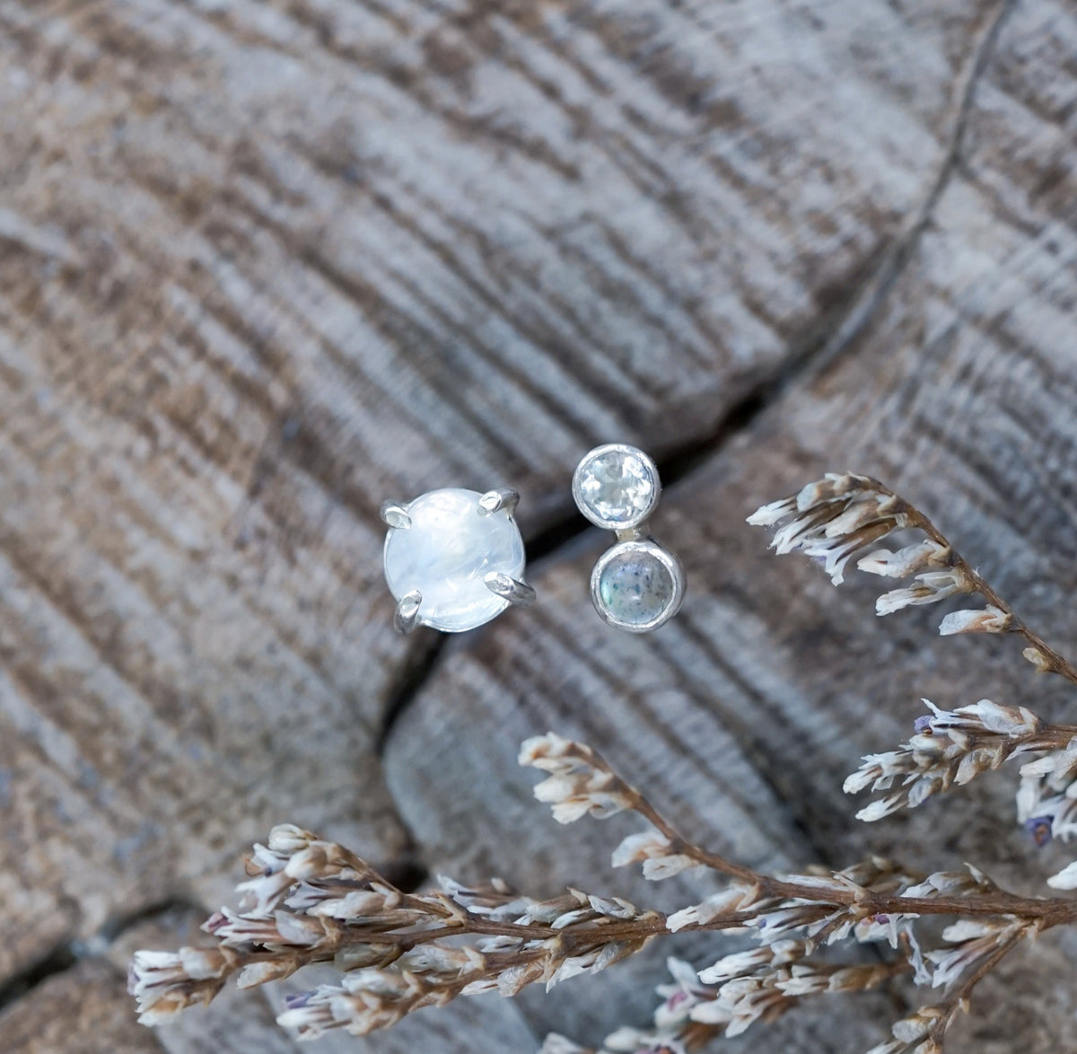 Labradorite and Moonstone Earrings - Gardens of the Sun | Ethical Jewelry