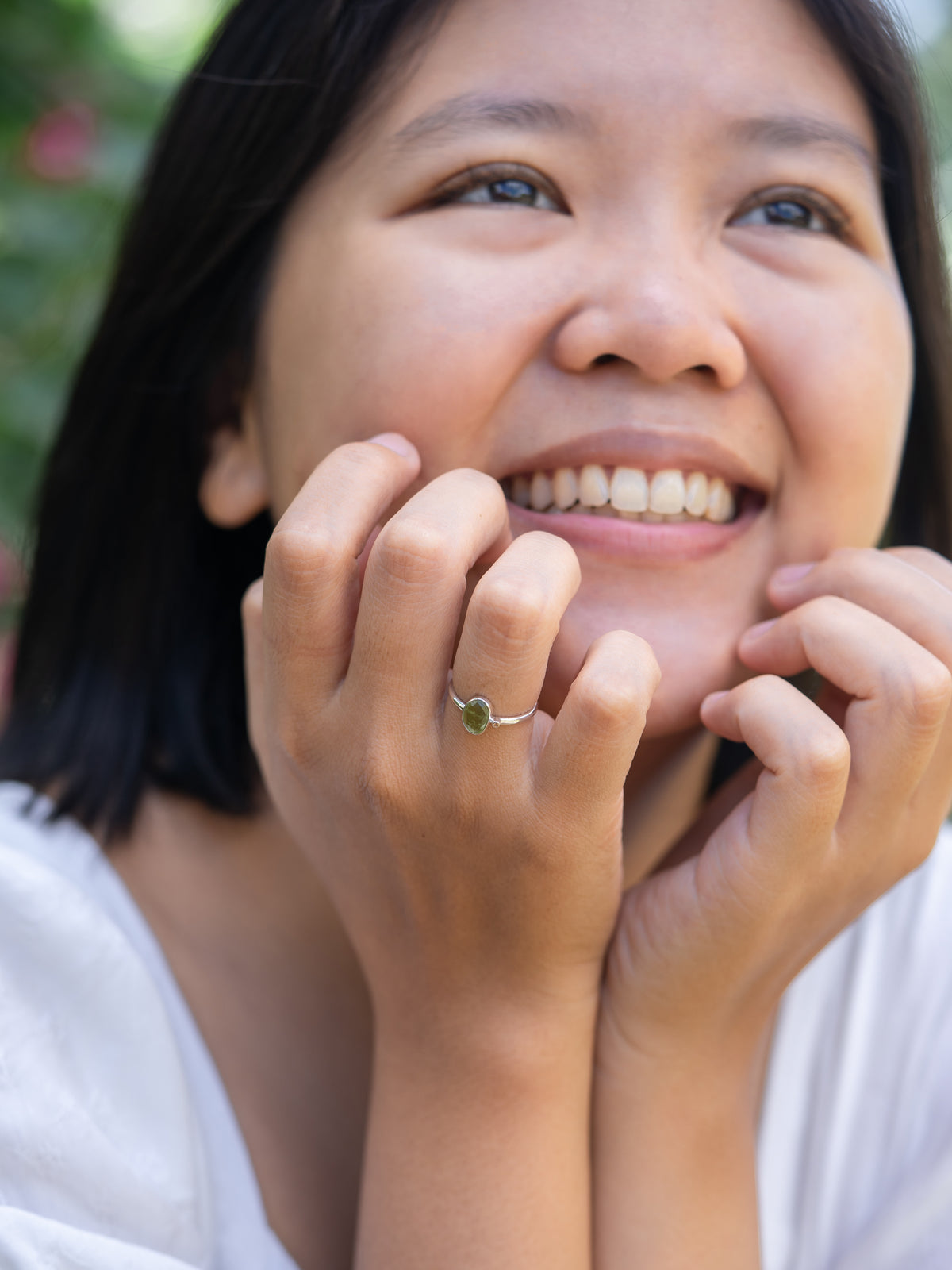 Peridot and Sapphire Ring - Gardens of the Sun | Ethical Jewelry