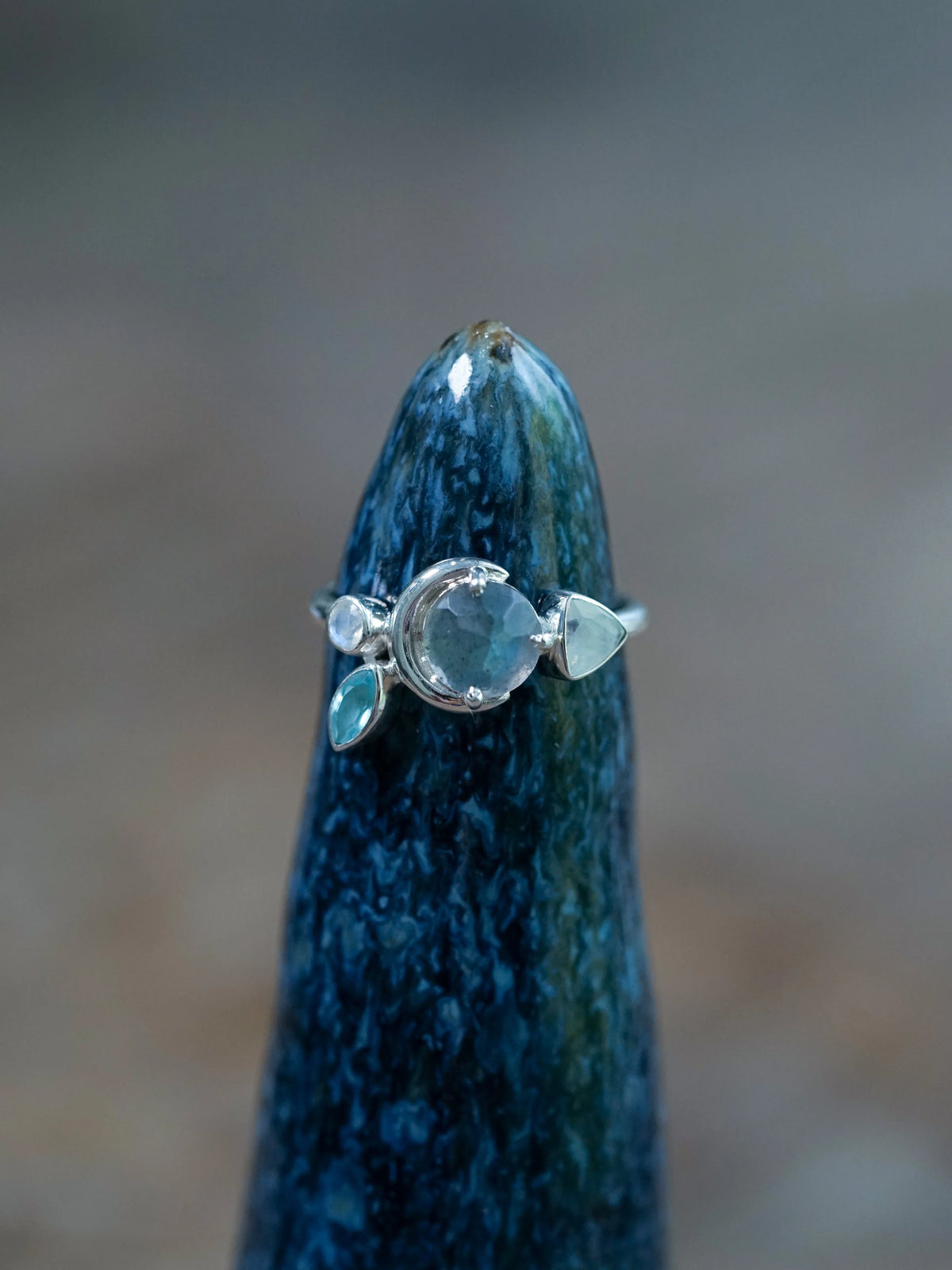 A Crescent Moon Shaped Ring in Sterling Silver