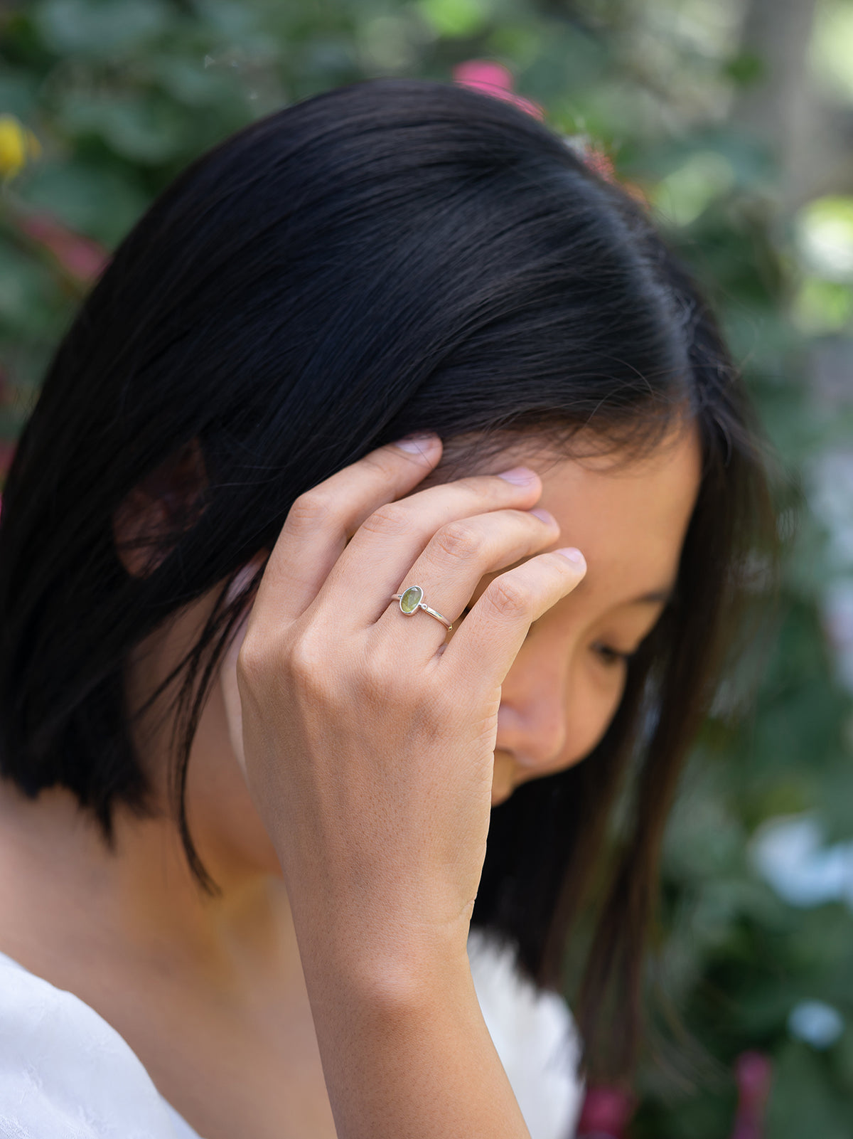 Peridot and Sapphire Ring - Gardens of the Sun | Ethical Jewelry
