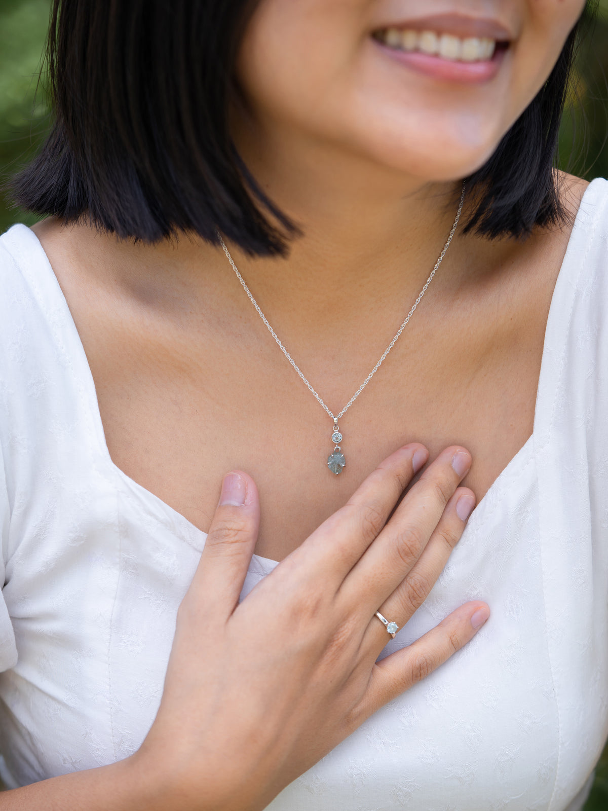 Montana Sapphire and Aquamarine Necklace - Gardens of the Sun | Ethical Jewelry