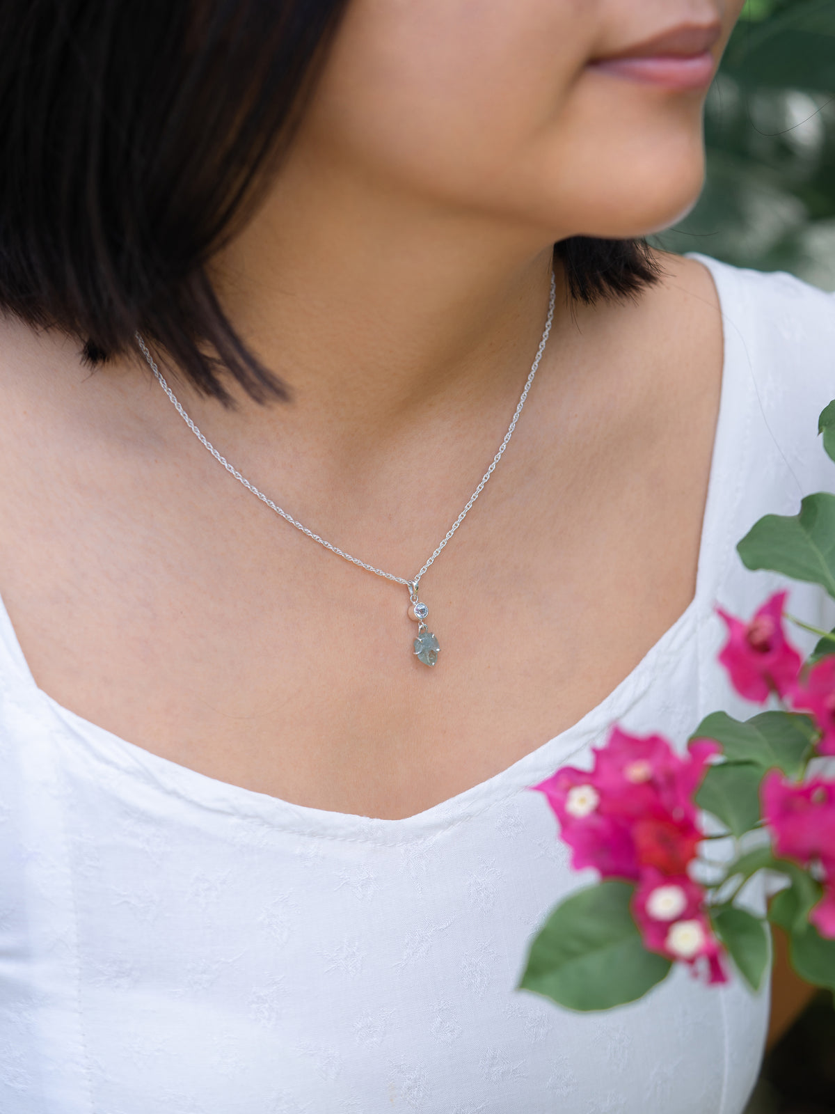 Montana Sapphire and Aquamarine Necklace - Gardens of the Sun | Ethical Jewelry