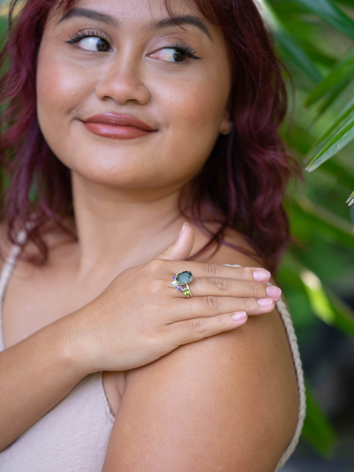 Sapphire, Peridot and Opal Ring Set
