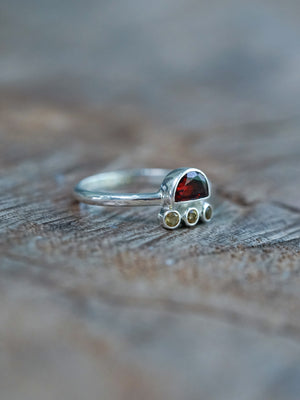 Half Moon Garnet and Citrine Ring