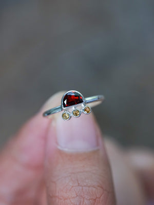 Half Moon Garnet and Citrine Ring