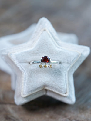 Half Moon Garnet and Citrine Ring