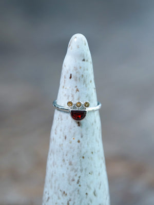 Half Moon Garnet and Citrine Ring