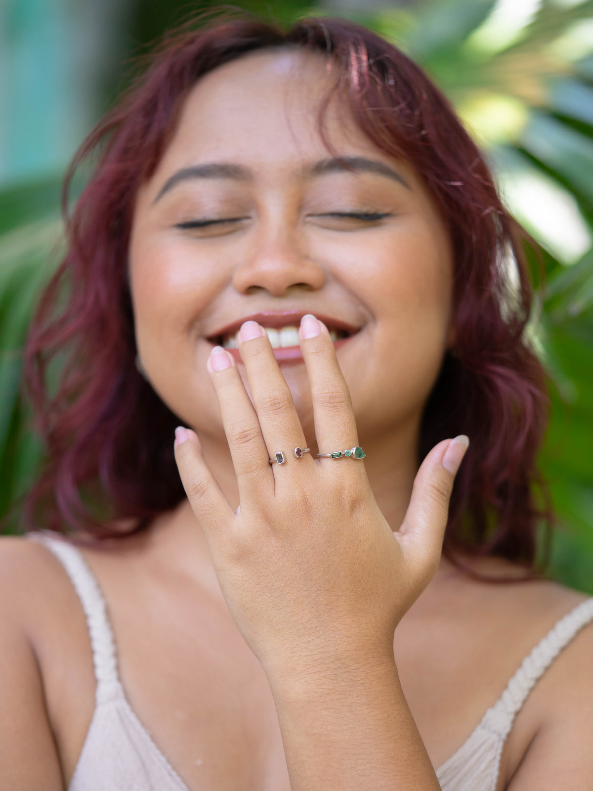 Tourmaline and Emerald Leaf Ring