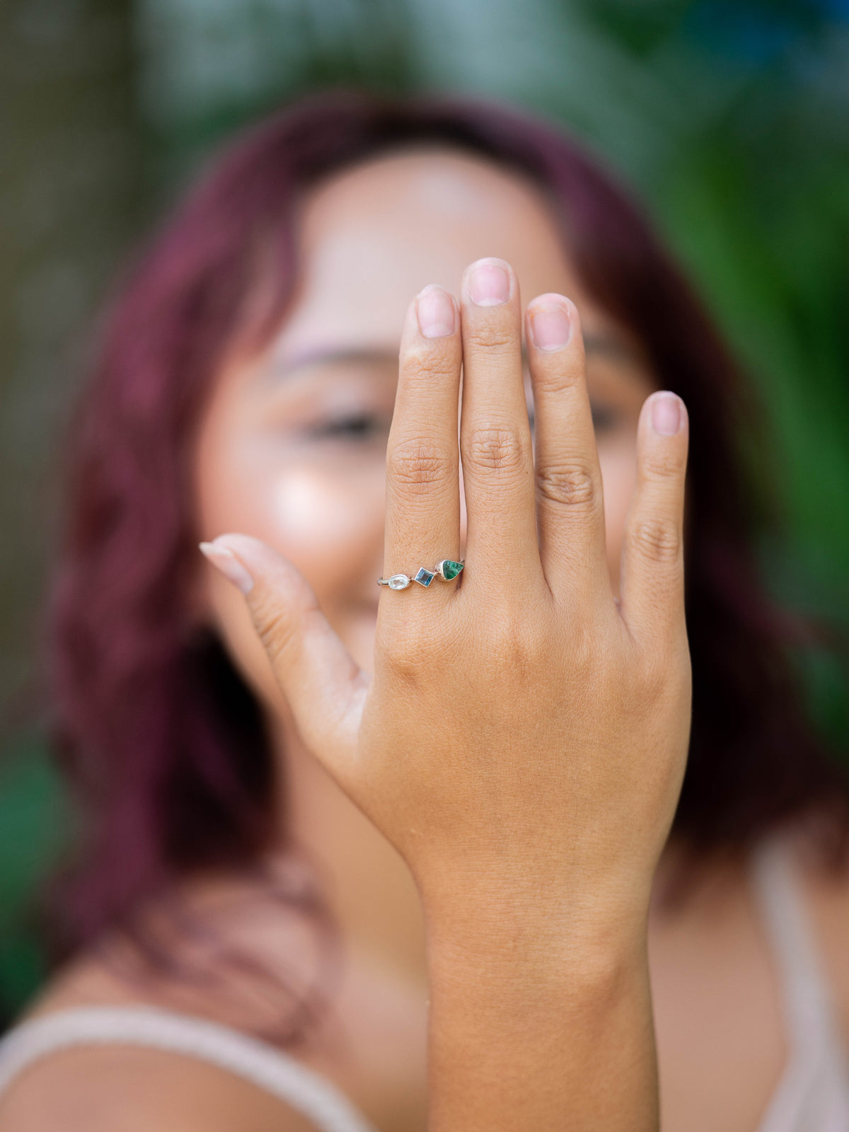 Topaz and Emerald Leaf Ring