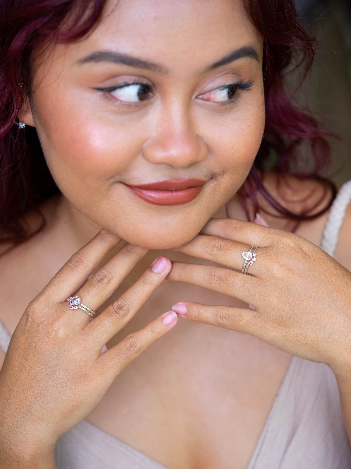 Montana Sapphire and Spinel Ring Set