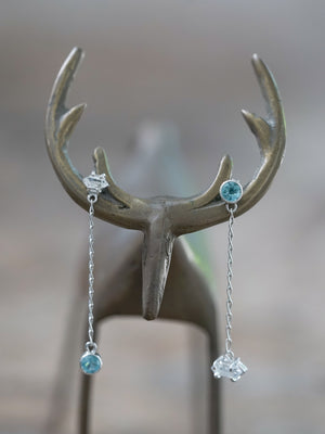 Quartz and apatite dangling earrings