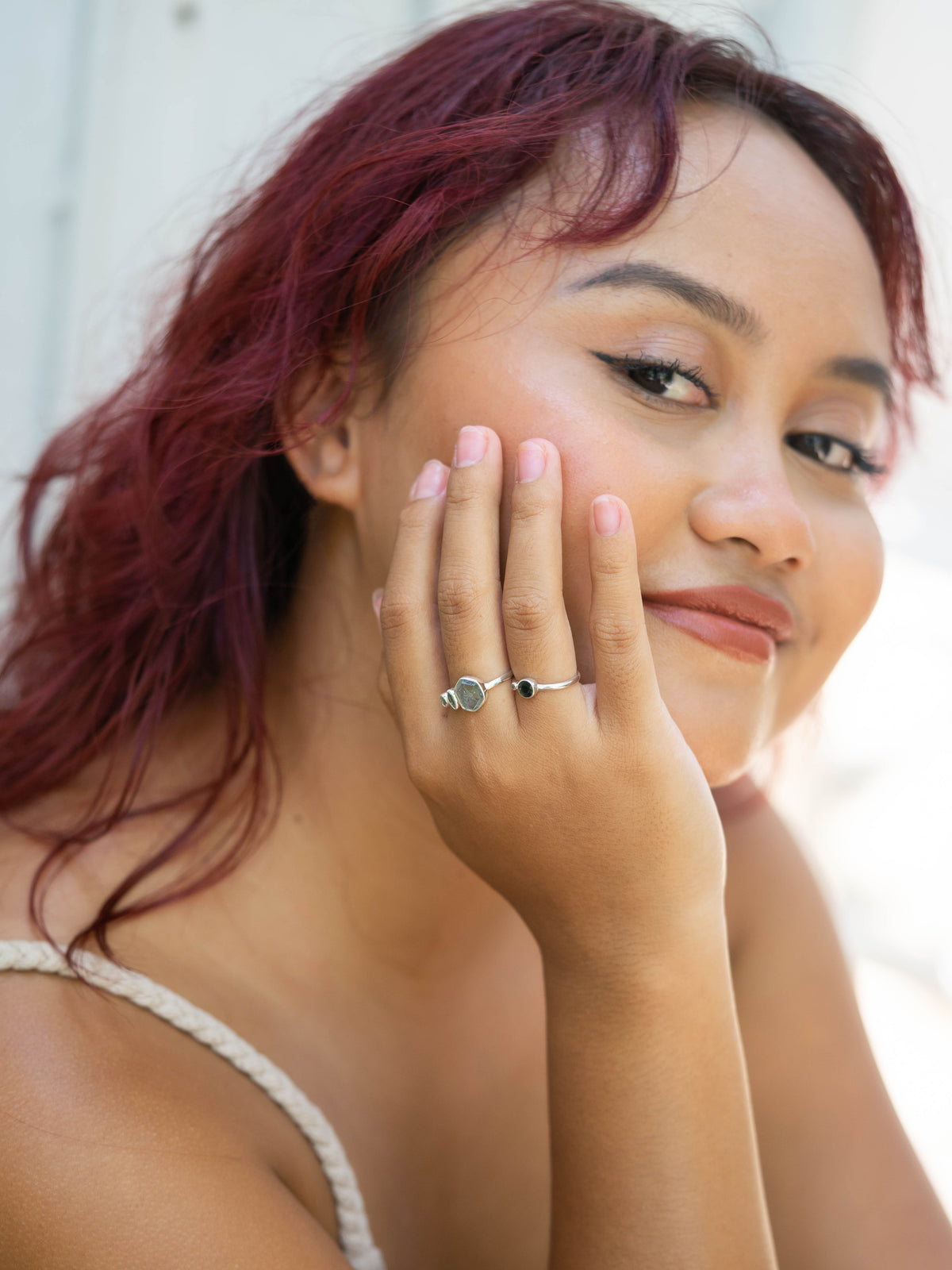 Sapphire and Salt and Pepper Diamond Ring