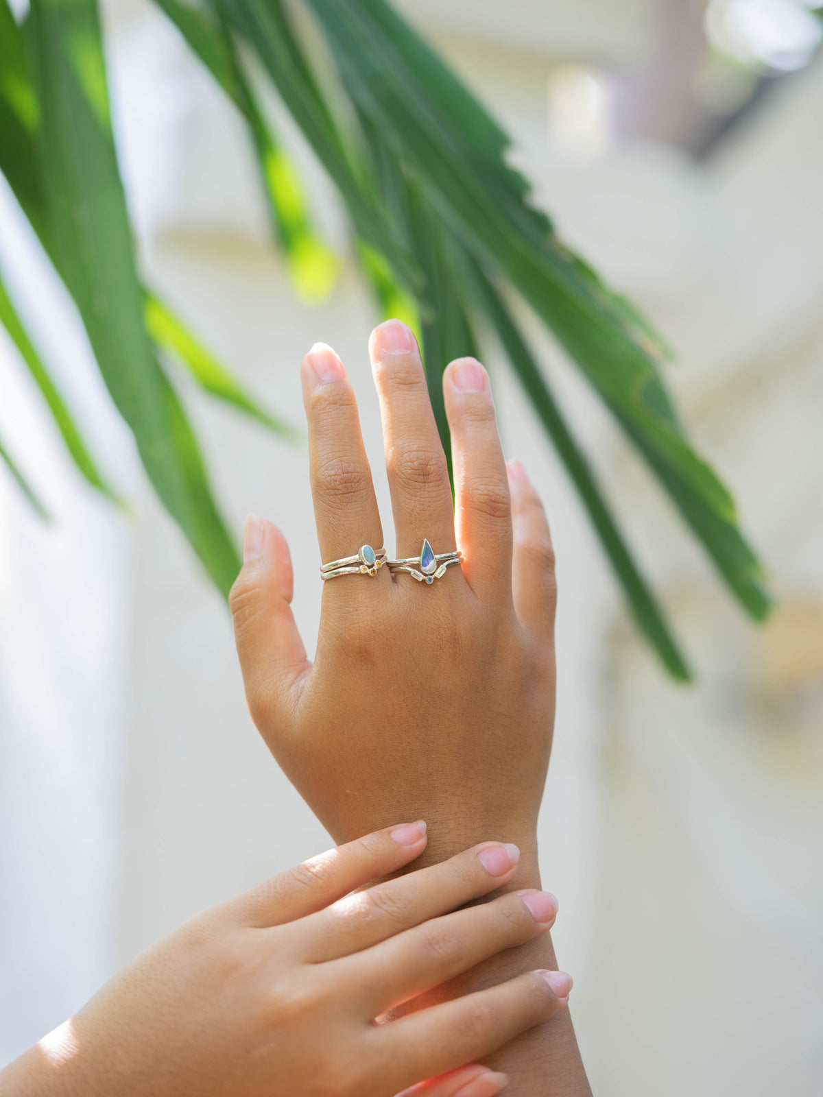 Opal, Aquamarine and Zircon Ring Set