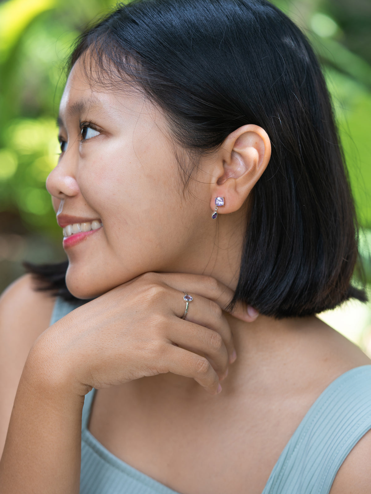 Hammered Amethyst Ring - Gardens of the Sun | Ethical Jewelry