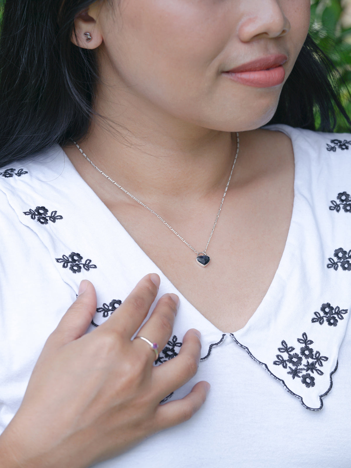 Rose Cut Heart Sapphire Necklace