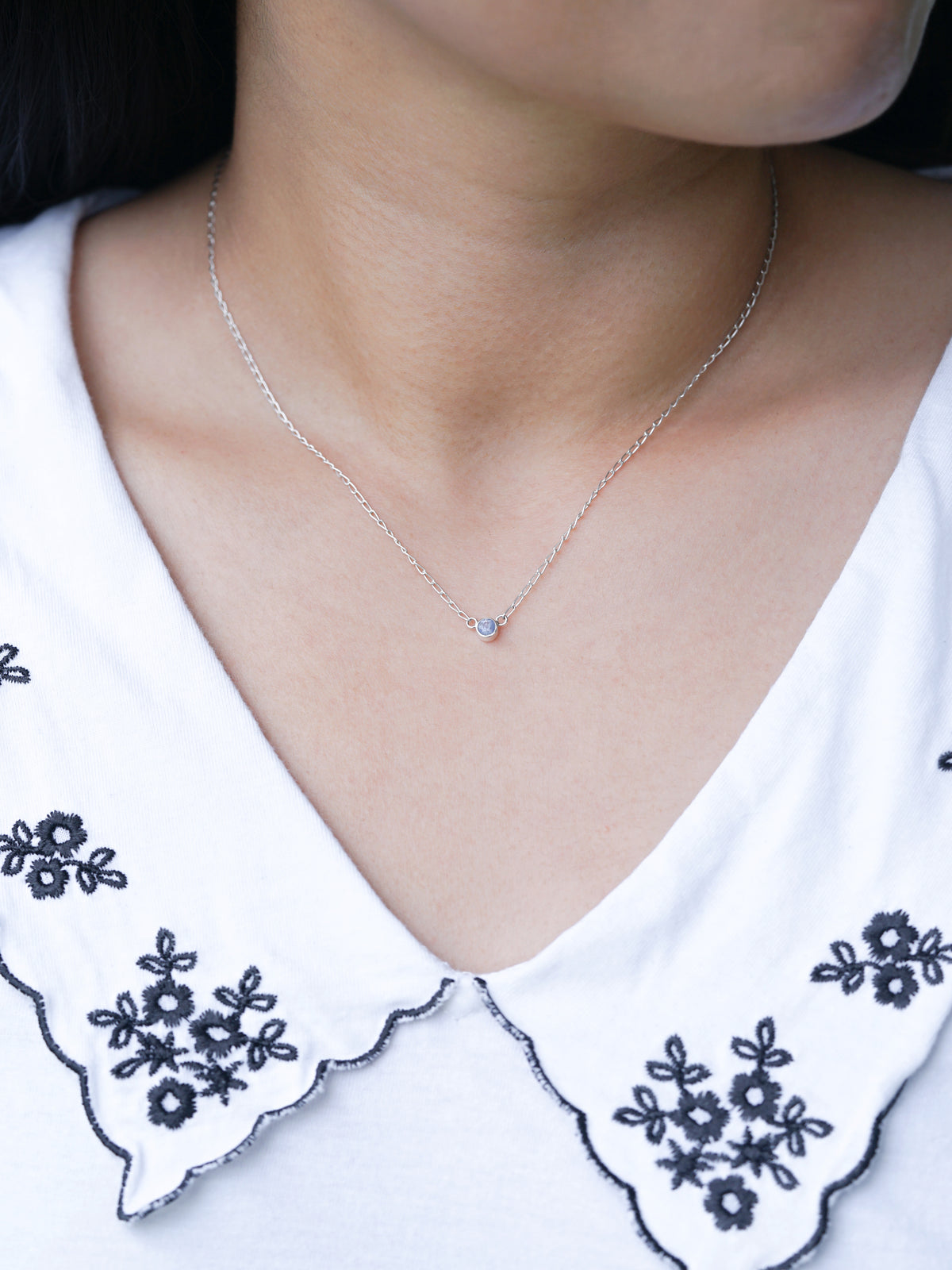 Round Lavender Sapphire Necklace