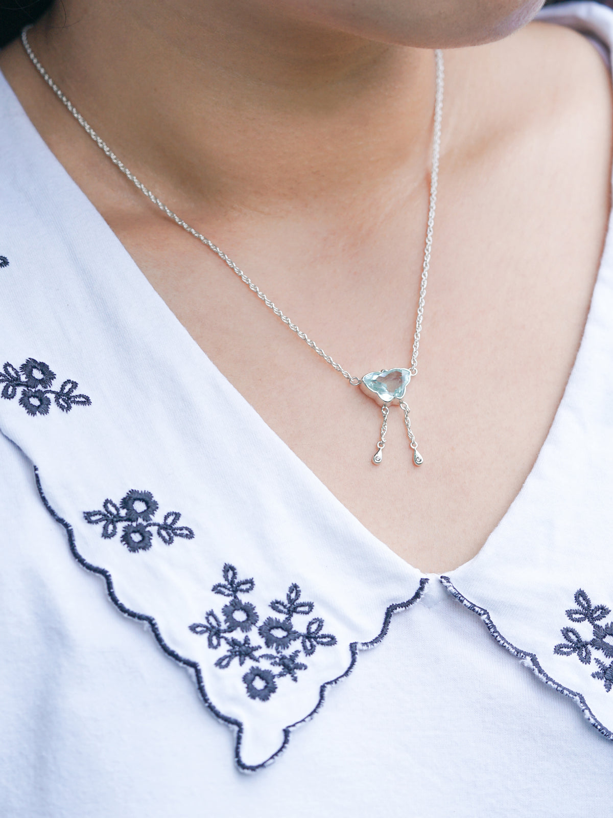 Aquamarine Butterfly Necklace