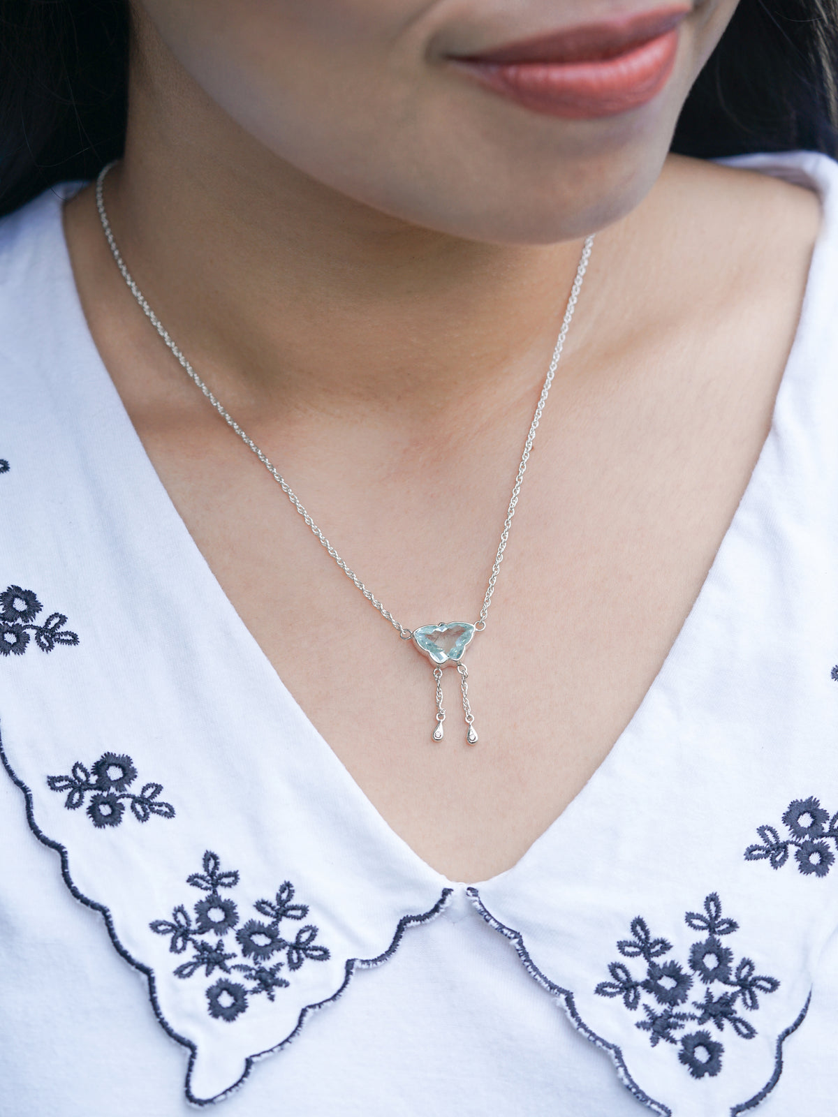 Aquamarine Butterfly Necklace