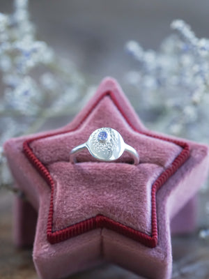 Galaxy Tanzanite Ring with Velvet Star Ring Box