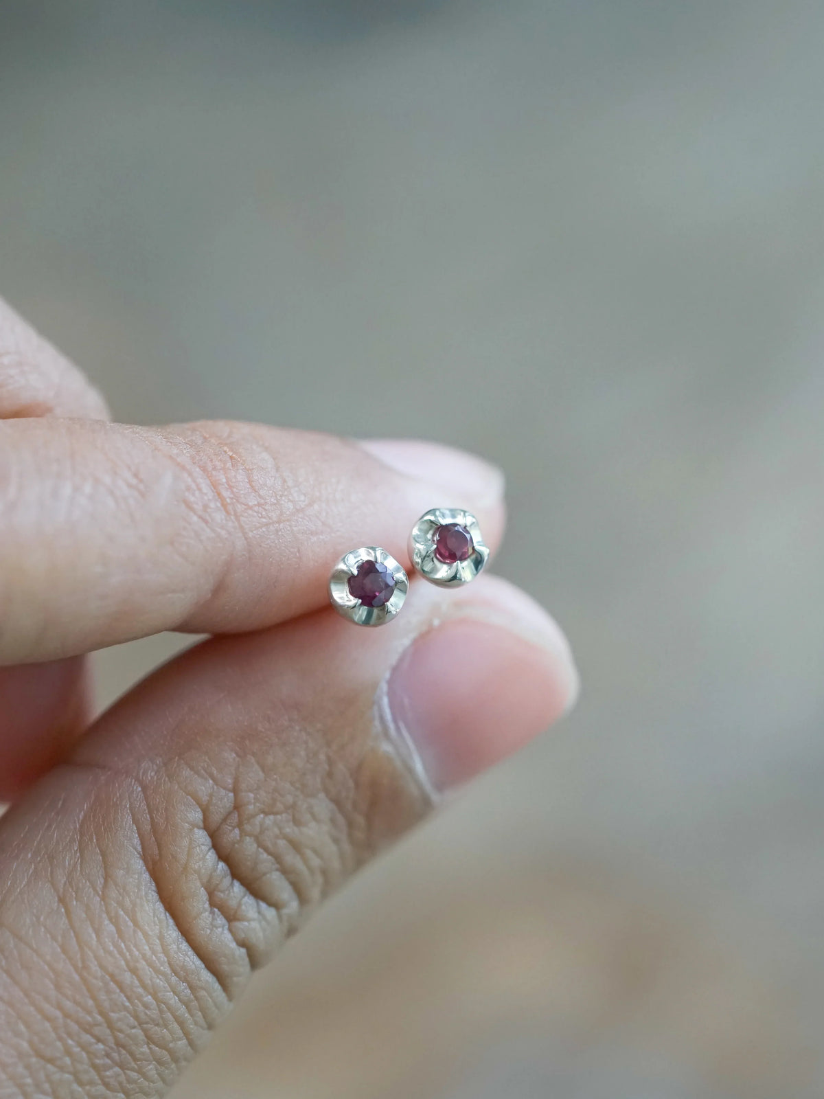 Garnet Flower Earrings